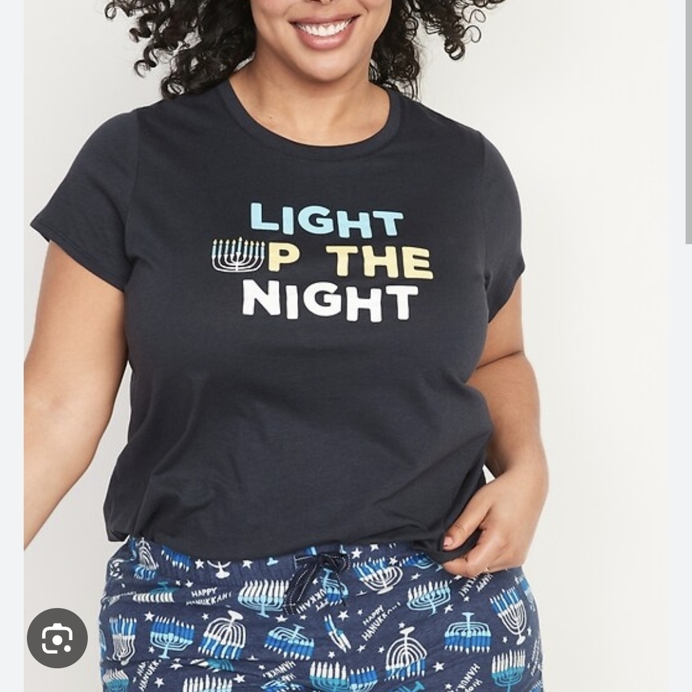 Hanukkah "Light Up The Night" Cotton Blend Tshirt, Size Small, New With Tags